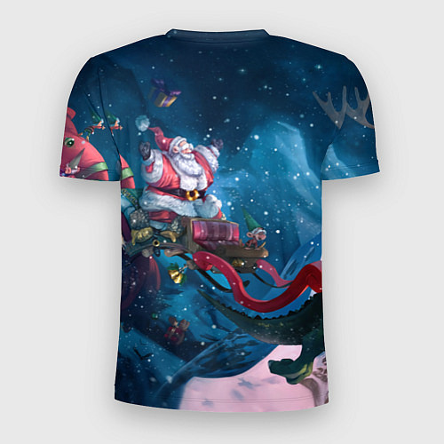 Мужская спорт-футболка Санта с динозавром / 3D-принт – фото 2