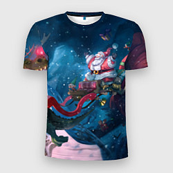 Мужская спорт-футболка Санта с динозавром