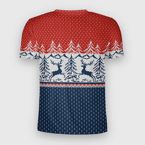 Мужская спорт-футболка Вязаный узор с оленями / 3D-принт – фото 2