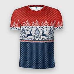 Мужская спорт-футболка Вязаный узор с оленями