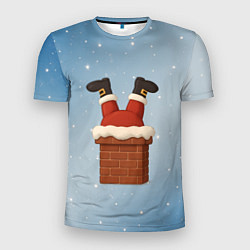 Мужская спорт-футболка Санта торчит из трубы