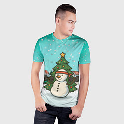 Футболка спортивная мужская Снеговик - Новогодний Зож, цвет: 3D-принт — фото 2