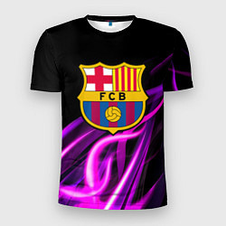 Мужская спорт-футболка Барселона неоновый огонь текстура