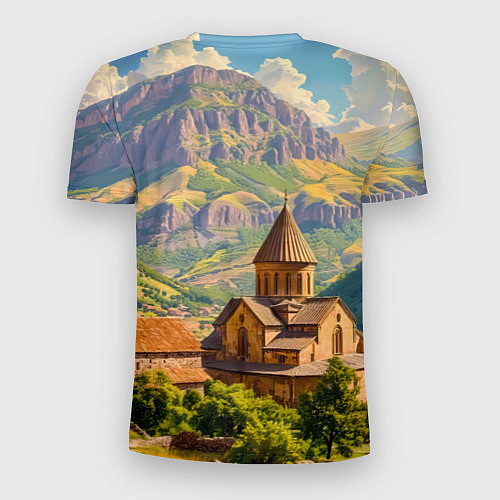 Мужская спорт-футболка Горный покой: храм среди облаков / 3D-принт – фото 2