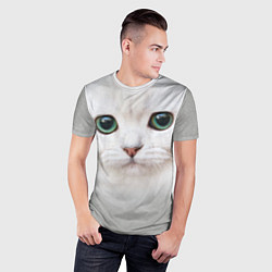 Футболка спортивная мужская Белый котик, цвет: 3D-принт — фото 2