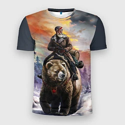 Мужская спорт-футболка Красноармеец на медведе