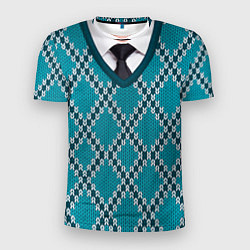 Мужская спорт-футболка Ромбический узор с галстуком