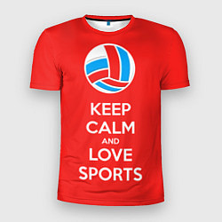 Футболка спортивная мужская Keep Calm & Love Volleyball, цвет: 3D-принт