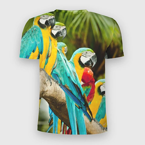 Мужская спорт-футболка Попугаи на ветке / 3D-принт – фото 2