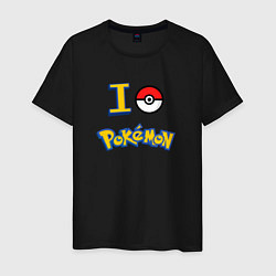 Футболка хлопковая мужская Покемон I love pokemon, цвет: черный