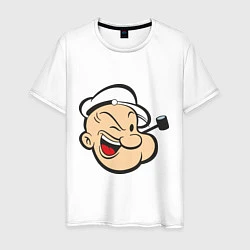 Футболка хлопковая мужская Popeye Face, цвет: белый