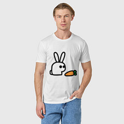 Футболка хлопковая мужская Заяц и морковка, цвет: белый — фото 2