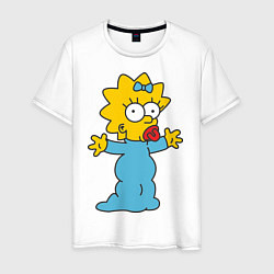 Футболка хлопковая мужская Maggie Simpson, цвет: белый