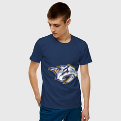 Футболка хлопковая мужская Nashville Predators, цвет: тёмно-синий — фото 2