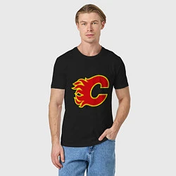 Футболка хлопковая мужская Calgary Flames, цвет: черный — фото 2