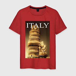 Футболка хлопковая мужская Leaning tower of Pisa, цвет: красный