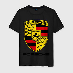 Футболка хлопковая мужская Porsche Stuttgart, цвет: черный