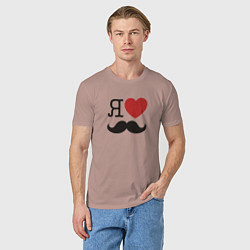 Футболка хлопковая мужская Носи усы! Wear mustache!, цвет: пыльно-розовый — фото 2