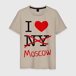 Футболка хлопковая мужская I love Moscow, цвет: миндальный