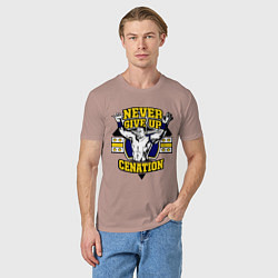 Футболка хлопковая мужская Never Give Up: Cenation, цвет: пыльно-розовый — фото 2