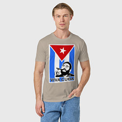 Футболка хлопковая мужская Fidel: Viva, Cuba!, цвет: миндальный — фото 2