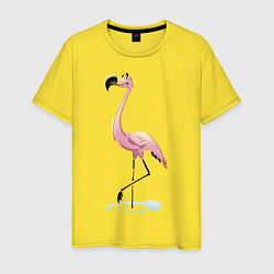Футболка хлопковая мужская Гордый фламинго, цвет: желтый