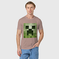 Футболка хлопковая мужская Мinecraft creeper, цвет: пыльно-розовый — фото 2