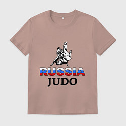 Футболка хлопковая мужская Russia judo, цвет: пыльно-розовый