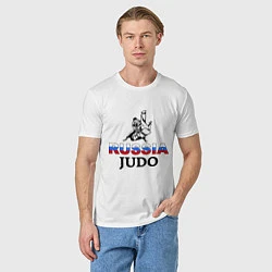 Футболка хлопковая мужская Russia judo, цвет: белый — фото 2