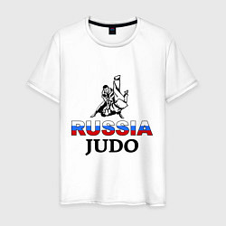 Футболка хлопковая мужская Russia judo, цвет: белый