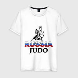 Футболка хлопковая мужская Russia judo, цвет: белый