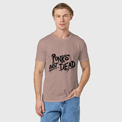 Футболка хлопковая мужская Punks not dead, цвет: пыльно-розовый — фото 2