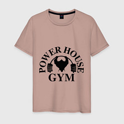 Футболка хлопковая мужская Power House Gym, цвет: пыльно-розовый