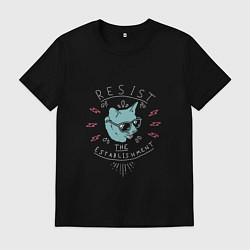 Футболка хлопковая мужская Котик, цвет: черный