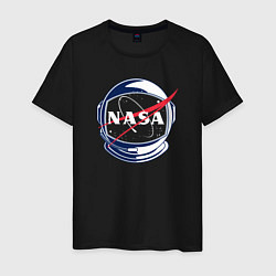 Футболка хлопковая мужская NASA, цвет: черный
