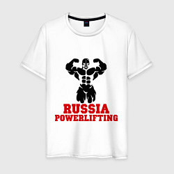 Футболка хлопковая мужская Russia Powerlifting, цвет: белый