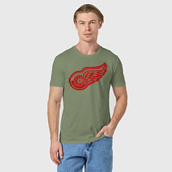 Футболка хлопковая мужская Detroit Red Wings: Pavel Datsyuk, цвет: авокадо — фото 2