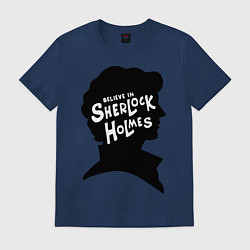Футболка хлопковая мужская Believe Sherlock Holmes, цвет: тёмно-синий
