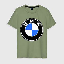 Футболка хлопковая мужская Logo BMW, цвет: авокадо