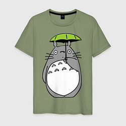 Футболка хлопковая мужская Totoro с зонтом, цвет: авокадо
