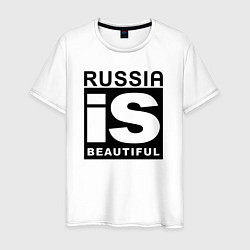 Футболка хлопковая мужская RUSSIA IS BEAUTIFUL, цвет: белый