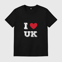Футболка хлопковая мужская I love UK, цвет: черный
