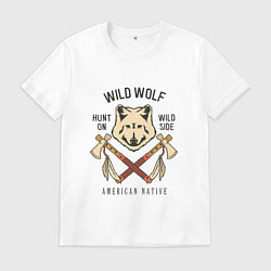 Футболка хлопковая мужская Wild Wolf, цвет: белый