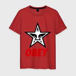 Футболка хлопковая мужская OBEY Star, цвет: красный