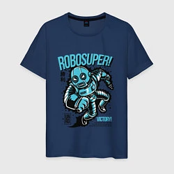 Футболка хлопковая мужская Robosuper Victory, цвет: тёмно-синий