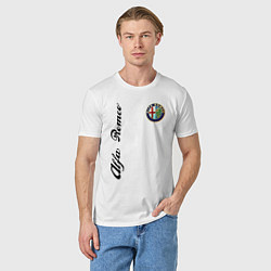 Футболка хлопковая мужская Alfa Romeo Automobiles S p A, цвет: белый — фото 2