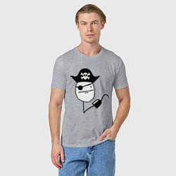 Футболка хлопковая мужская Покер фейс пират, цвет: меланж — фото 2