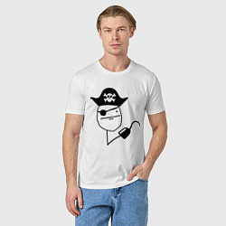 Футболка хлопковая мужская Покер фейс пират, цвет: белый — фото 2
