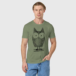 Футболка хлопковая мужская Owl grafic, цвет: авокадо — фото 2