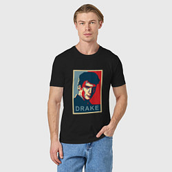 Футболка хлопковая мужская Drake, цвет: черный — фото 2